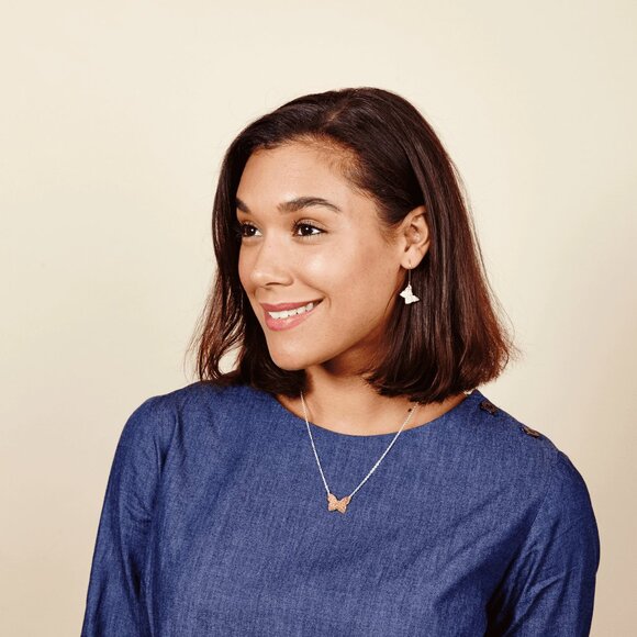 Handmade Hammered Butterfly Earrings - Picture 3 of 3